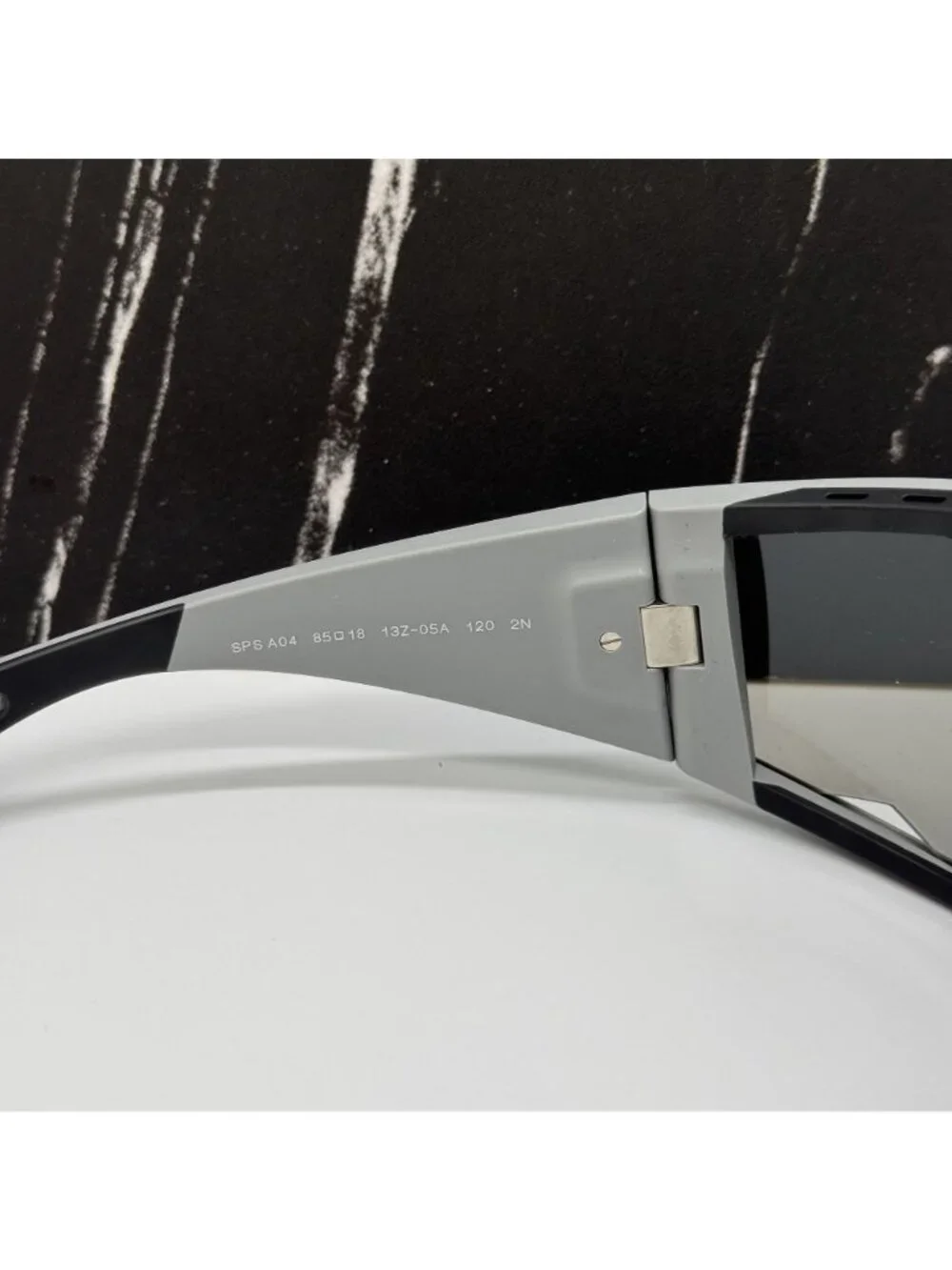 NWT Prada Linea Rossa PSA04S 13Z05A Silver Unisex Sunglasses With Fabric Chain